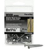 Fas-N-Tite Wood Screws, Exterior, Phillips Drive, #8 X 1-5/8", Gray, Steel, 75 PK