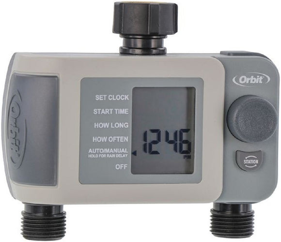 Orbit 24621 2-Outlet Hose Faucet Timer Gray