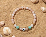 Handmade Gemstone Beaded Bracelet Crystal Rose Quartz Boho Style Minimalist