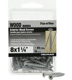 Hillman 42602 Fas-N-Tite Exterior Gray Coated Wood Screws #8 x 1-1/4", 75-Pack