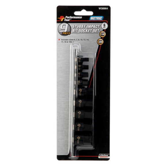 Performance Tool W38964 9PC Impact Met Hex Bit Skt Set