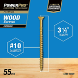Hillman 48603 Power Pro Premium Exterior Wood Screws #10 x 3-1/2", 55 Pcs.