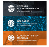 Ridgecut RC83039-XL 1Men's Cordura Gel Impact Polyester Work Gloves, 1-Pair, XL