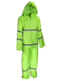Blue Mountain Unisex Polyester Hi Vis Green Rainsuit Jacket and Bib Set, XL