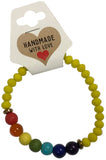 Yellow Beaded Bracelet 7 Chakra Rainbow Healing Crystal Natural Stone Handmade Spiritual Meditation Gift Minimalist Yoga Jewelry
