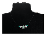 Minimalist Acrylic Flower Bead Necklace, Black Cord, Gold-Plated Metal Clasp with Extension Chain