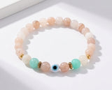 Handmade Gemstone Beaded Bracelet Crystal Rose Quartz Boho Style Minimalist