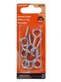 Hillman Hardware Essentials 851729 Zinc Medium Screw Eye 0.135" X 1-1/4", 8-Pack