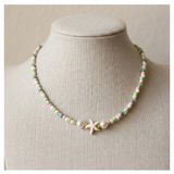 Handcrafted Summer Beach Beaded Necklace, Metal-Plated Clasp w/ Extension Chain