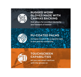 Ridgecut RC83035-XL Men's Duck Canvas Work Gloves, 1-Pair, Black/Brown, XL