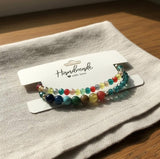 Handmade 2-Piece Multicolor Beaded Bracelet Set with Turquoise, Blue, Green, Red & Yellow Beads – Gift Jewelry, Boho Chic Style