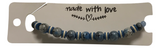 Handmade K2 Stone & Azurite Granite Stretch Bracelet with Blue & White Heishi Polymer Clay Spacer Beads