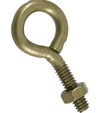 Hardware Essentials 322609 Forged Eye Bolt with Hex Nut, 1/4-20 X 2" Gold-Plated