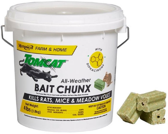 Tomcat 32444 Indoor and Outdoor All-Weather Rodent Block Bait 4lb Chunx 1oz Tick