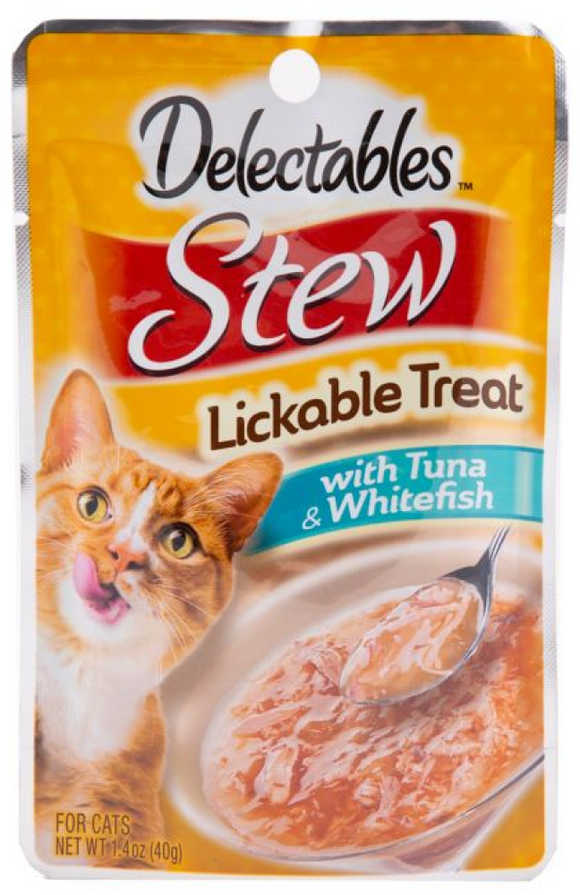 Delectables Hartz Tuna and Whitefish Flavor Stew Cat Treats, 1.4 oz., 1 Pouch
