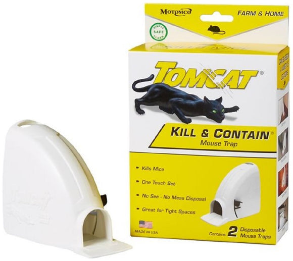 Tomcat 33542 Indoor and Outdoor Kill and Contain Mouse Traps Disposable 2 Pack