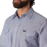 Wrangler MS743CH Men's Cowboy Cut Western Chambray Work Shirt, Light Bleach, XXL