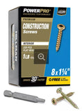 Hillman 48578 Power Pro Premium Interior Wood Screws #8 x 1-1/4 in. - 1 lb. Box