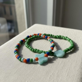 Shell Butterfly Charm Beaded Bracelet Set, Colorful Blue Green Orange Bracelet, Summer Beach Jewelry Friendship Bracelet