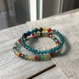 Handmade 2-Piece Multicolor Beaded Bracelet Set with Turquoise, Blue, Green, Red & Yellow Beads – Gift Jewelry, Boho Chic Style