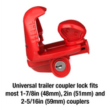 Master Lock Fits 1-7/8", 2", and 2-5/16" Couplers - Trailer Coupler Lock