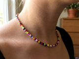 Handmade Rainbow Beaded Necklace, Colorful Y2K Indie Choker, Multi-Color Summer Bead Jewelry with Adjustable Extension