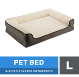 Retriever 233SD04 3 Sided Bolster Orthopedic Pet Bed 35" x 25", Charcoal/Gray