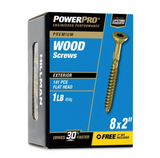 Hillman 48597 Power Pro Premium Exterior Wood Screws, #8 x 2 in., 1lb Box