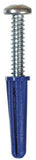 Hillman 41400 Ribbed Plastic Anchor with Screw #6-8 x 3/4 inch Blue