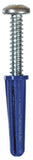 Hillman 41404 Ribbed Plastic Anchor with Screws #10-12 x 1 in. Blue