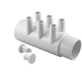 Gentekk WM2XSP-6 2" Slip x 2" Spigot 6 Port 0.75" Barb Manifold with 2 Plug