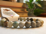 Natural Green Agate Beaded Bracelet - Multi-Color Smooth Round Crystal Beads Stretch Stackable Boho Jewelry