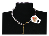 Handcrafted Purple Leaf Pearl Necklace with Faceted Crystal Beads, Metal-Plated Clasp w/ Extension Chain