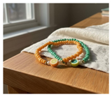 Handmade Orange and Teal Green Beaded Bracelets with Citrus Fruit Slice Charm. Teen Jewelry, Novelty Bracelet
