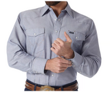 Wrangler MS743CH Men's Cowboy Cut Western Chambray Work Shirt, Light Bleach, XXL