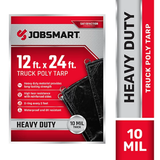 JobSmart KSTTBK1224 Black Industrial Heavy-Duty Poly Truck Tarp, 12 ft. x 24 ft.