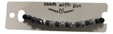 Handmade Black Onyx-style & Zebra Jasper-like Beaded Bracelet, Black White Swirl Stone, Gray Polymer Clay Heishi Spacer Beads, Boho