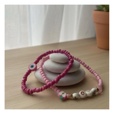 Handmade Pink Duo Beaded Bracelet, Teen Jewelry, Novelty Bracelet, Boho-chic