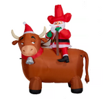 Gemmy 887733 6.5 ft. Airblown Cowboy Santa On A Bull