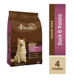 4health 2236 Grain Free Adult Duck and Potato Formula Dry Dog Food, 4 lb. Bag