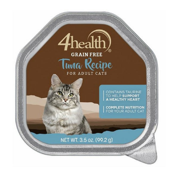 4health Grain Free Tuna Recipe for Adult Cats, 1 Single Tray 3.5 oz Wet Cat Food