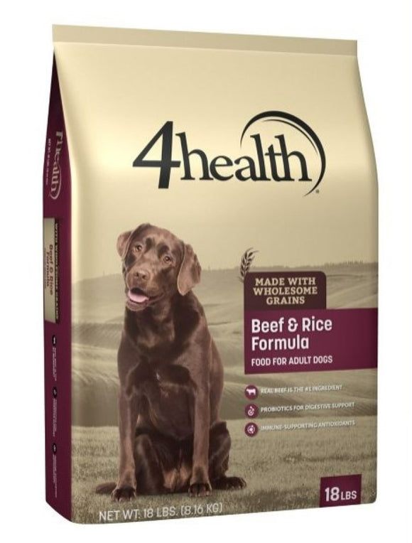 4health 9726 Wholesome Grains Adult Beef and Rice Formula Dry Dog Food 18 lb.