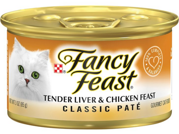 Fancy Feast Grain-Free Liver and Chicken Feast Pate Wet Cat Food, 3 oz. - 1 Can