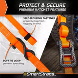 SmartStraps 228 Heavy-duty Premium CarbonX Rachet Tie Down Straps, 10 ft.- Count of 2