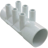 Waterway 672-7120 Manifold, 3/4" Barb, 6 Port, Flow Thru, 2" Slip x 2" Slip