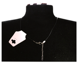 Elegant Flower Design Necklace with Acrylic White Pearl Beads, Black Cord, Lobster Claw with Extension Chain