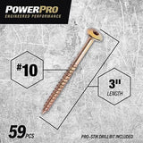 Hillman 116968 Power Pro One Wafer-Head Yellow Multi-Material Screws #10 x 3"