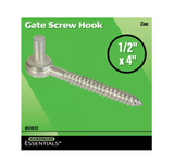 Hardware Essentials 851912 Zinc-Plated Gate Screw Hook, 1/2 in. x 4 in.