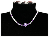 Handcrafted Lavender Bloom Beaded Necklace, Metal-Plated Clasp w/ Extension Chain