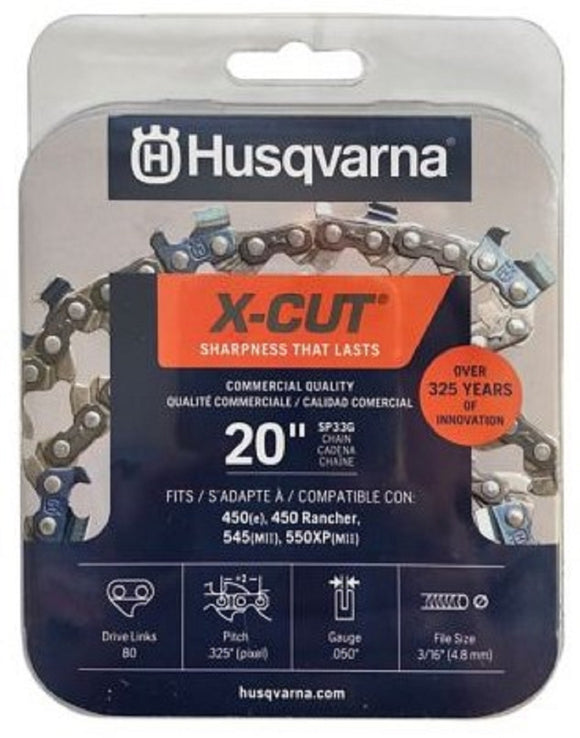 Husqvarna 581643604 Chainsaw Chain 20 Inch 80 Link X-Cut Steel